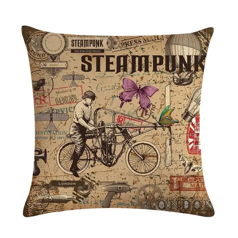 Axyaa Retro Typewriter Camera Linen Pillow Cover 45x45cm