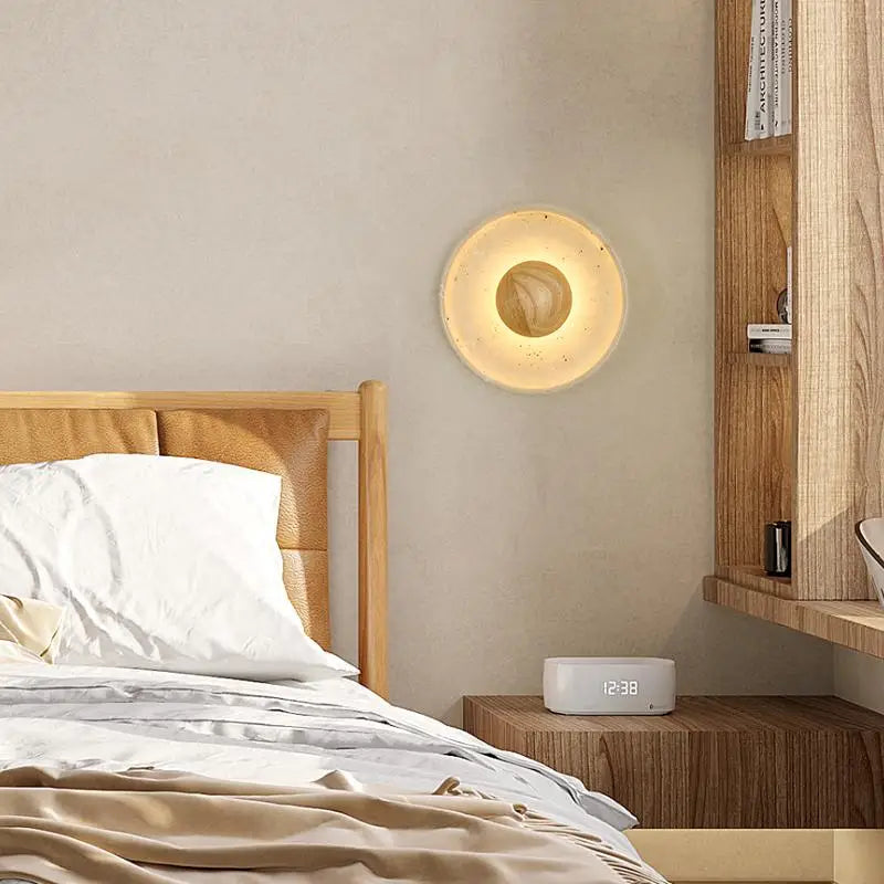 Axyaa Yellow Stone Wood LED Wall Sconce - Luxury Indoor Wall Lighting