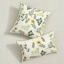 Axyaa Daisy Floral Cushion Cover Green Leaves Embroidery Soft Cozy 45x45cm/30x50cm