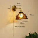 Axyaa Green Glass Copper LED Wall Lamp Sconce Pull Chain Modern Nordic Wandlamp