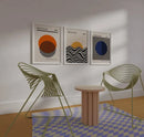 Sunrise Waves Geometric Canvas Prints Bauhaus Art Posters by Axyaa - Modern Living Room Decor