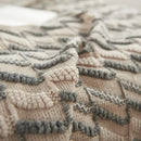 Axyaa Khaki Jacquard Knit Throw Blanket - Vintage Style, Soft & Cozy Acrylic