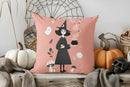 Axyaa Pink House & Ghost Halloween Pillow Cover for Sofa, Bedroom, Car