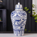 Axyaa Yuan Blue White Ceramic Wine Bottle Vase Decoration Ornament