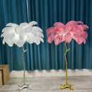 Axyaa Nordic Ostrich Feather LED Floor Lamp Resin Copper Indoor Lighting