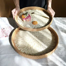 Axyaa Rattan Fruit Basket: Round Shell Tray for Home Snack Storage & Organization