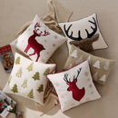 Axyaa Christmas Embroidered Pillow Cover Trees Deer Snowflakes 45x45cm 30x50cm