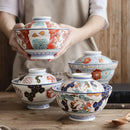Axya Japanese Ceramic Soup Bowl with Lid, 6 Inch