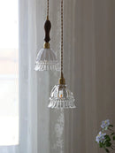 Axyaa Green Glass Shade Chandelier for Bedroom Dining Room Modern Minimalist LED Hanging Lamp