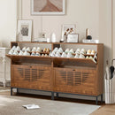 Axyaa Farmhouse Shoe Storage Cabinet with 2 Flip Drawers