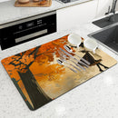 Axyaa Retro Coffee Dish Mat: Absorbent, Anti-slip, Quick Dry Draining Mat for Kitchen and Bathroom