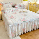 Axyaa Princess Lace Bed Skirt in Pure Cotton with Romantic Rose Floral Design
