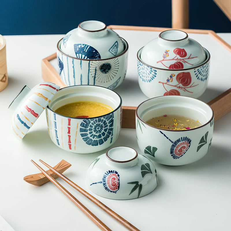 Axya Ceramic Cover Bowl Eat Soup Pot Chicken Stew Cup Tableware