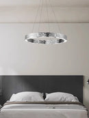 Axyaa Chrome Round Water Ripple Chandelier: Modern Luxury Living Room Statement Piece