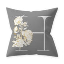 Axyaa Grey Flowery Print Alphabetic Cushion Cover for Home Sofa Decor 45x45cm