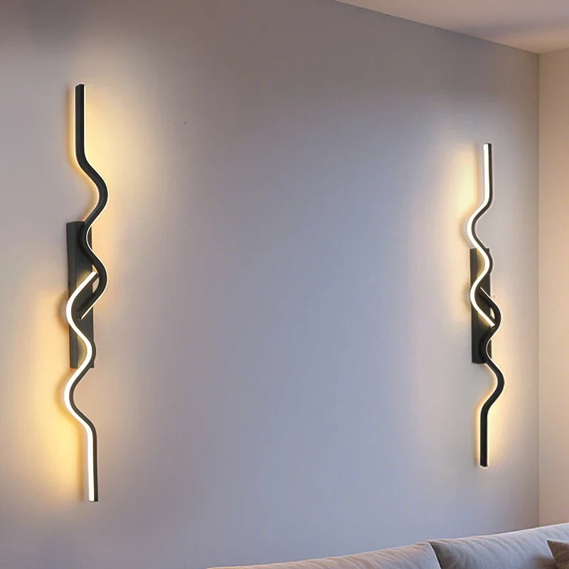 Axyaa Black LED Wall Sconce 80/100CM Strip Light for Bedroom Decor & Background