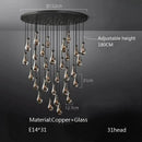 Axyaa Glass Water Droplets LED Chandelier for Modern Living Spaces, Hotels, and Villas