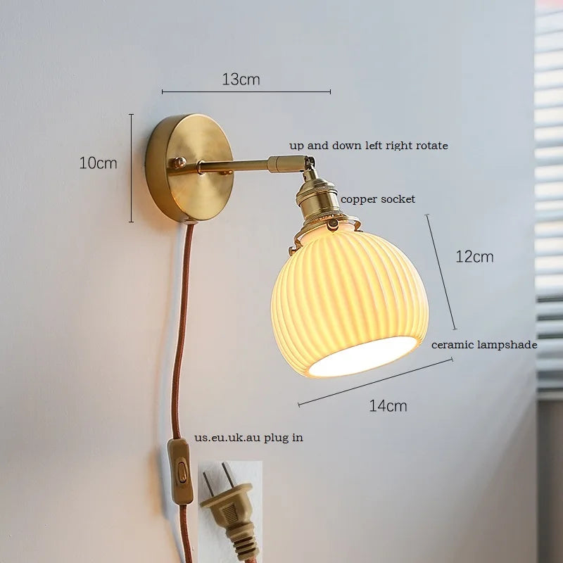 Axyaa White Ceramic Flower Wall Sconce Light for Home Indoor Lighting