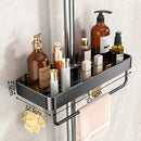 Axyaa Shower Head Holder Wall Mount Shampoo Rack with Integrated Storage Shelf