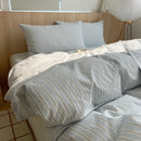 Axyaa Nordic Pink Stripes Cotton Duvet Cover 150x200 Girl's Room Comforter Set
