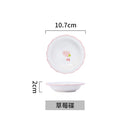 Axyaa Ceramic Dining Set: Plate, Bowl, Bowl, Mug - Pink Strawberry Theme