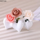 White Ceramic Heart Vase Axyaa Desktop Decor Hydroponic Dried Flower Arrangement