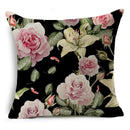 Axyaa Rose Flower Linen Pillowcase 45*45cm Office Car Sofa Living Room Decor