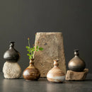 Axyaa Coarse Pottery Vase: Japanese Ceramic Flower Arrangement Zen Home Decor