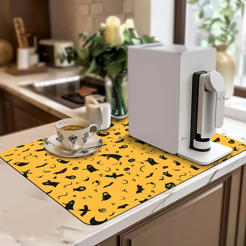 Halloween Bat Ghost Silhouette Drying Mat - Axyaa Kitchen Table Decor
