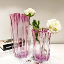 Axyaa Pink Glass Vase Petal Fold Floral Arrangement Hydroponics Terrarium