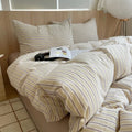 Axyaa Nordic Pink Stripes Cotton Duvet Cover 150x200 Girl's Room Comforter Set