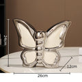Axyaa Butterfly Ceramic Vase: Silver-Plated Floral Room Decor & Table Centerpiece