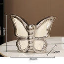 Axyaa Butterfly Ceramic Vase: Silver-Plated Floral Room Decor & Table Centerpiece