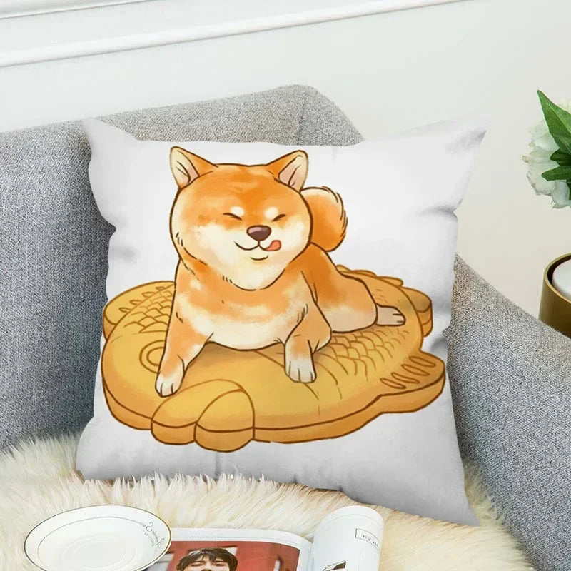 Axyaa Shiba Inu Cushion Cover 45x45cm for Bed or Chair Decor