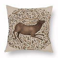 Axyaa Retro Flower Fox Pillowcase in Peach Skin Velvet.
