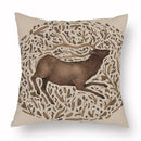 Axyaa Retro Flower Fox Pillowcase in Peach Skin Velvet.