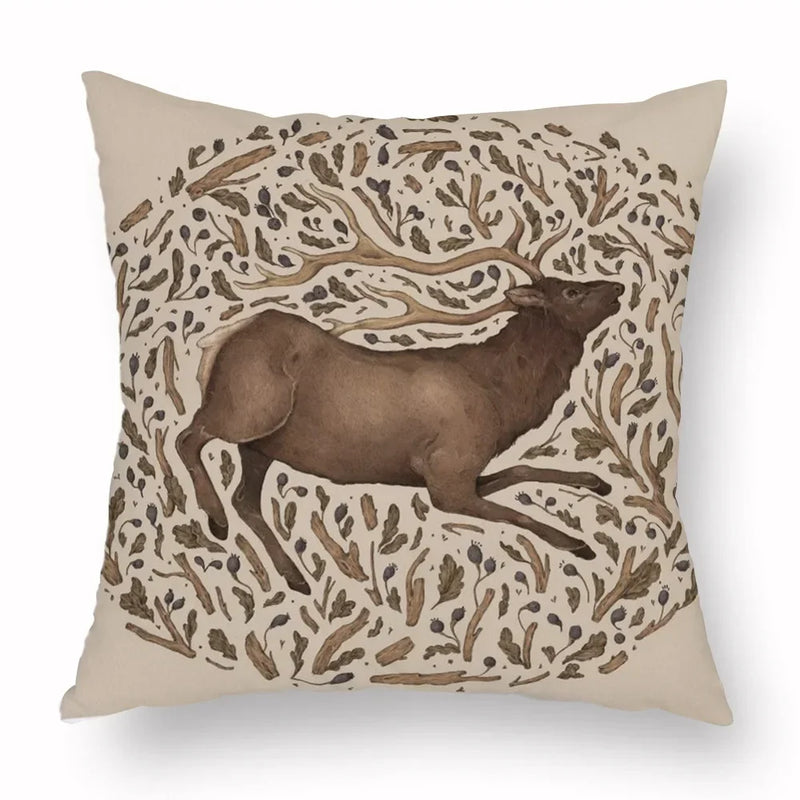 Axyaa Retro Flower Fox Pillowcase in Peach Skin Velvet.