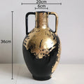 Axyaa Gold Foil Patterned Ceramic Vase Creative Plant Pot Aesthetic Room Decor