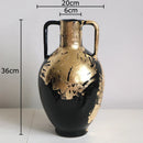 Axyaa Gold Foil Patterned Ceramic Vase Creative Plant Pot Aesthetic Room Decor