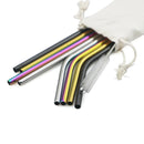 Axyaa Stainless Steel Drinking Straws Set with Cleaning Brush in Pouch