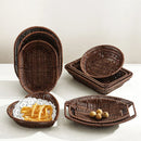 Axyaa Imitation Rattan Tray Snacks Storage Basket Fruit Tray Kitchen Organizer