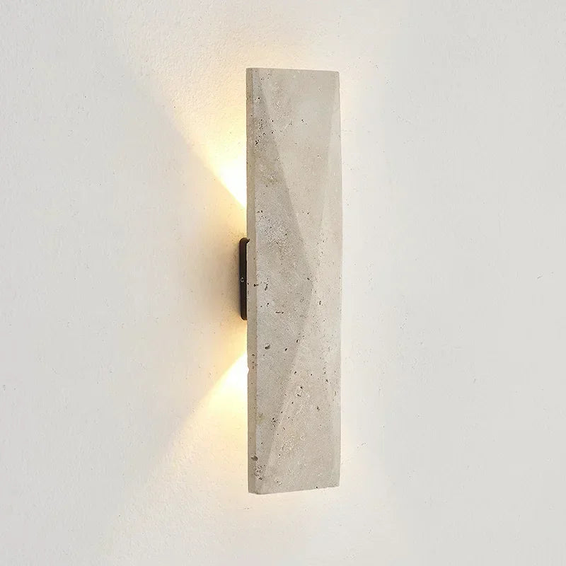 Axyaa Yellow Travertine Stone Japanese Style LED Wall Lamp