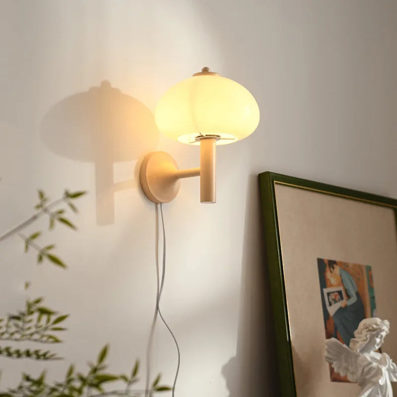 Axya Modern White Glass Mushroom Wall Lamp