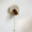 Natural Stone Wood Wall Lamp With Switch Sconce - Axyaa Bedside Reading Light