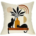 Axyaa Abstract Cat Plant Sunset Pillow Case