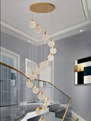 Axyaa Crystal Chandelier: Luxury LED Pendant Lighting for Staircase and Villa Loft