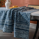 Axya Blue Geometric Triangle Printed Dining Table Cloth Cotton Linen Table Cover