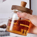 Axyaa Glass Honey Jar with Wooden Lid and Mixing Rod