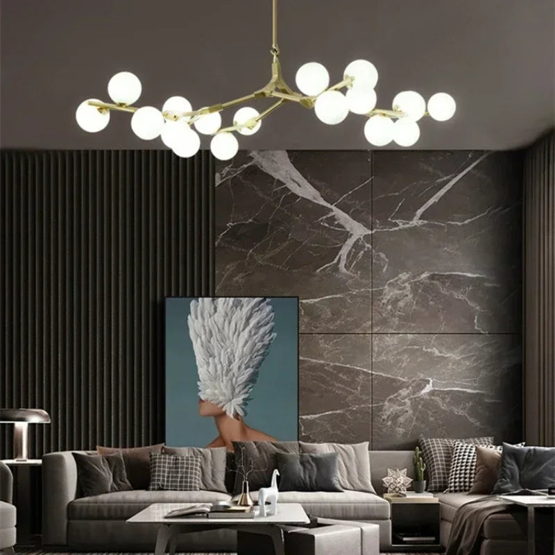 Axyaa Nordic Magic Bean Chandelier: Modern, Simple, LED Pendant Lamps for Home Decor.
