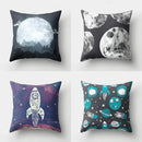 Axyaa Cartoon Star Astronaut Pillow Cover 45x45cm - Cute Moon Rocket Design.